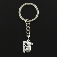 Модное кольцо для ключей 30 мм, металлическая цепочка для ключей, цепочка для ключей, ювелирное изделие, античная бронза, Посеребренная Подвеска коала, Медвежонок 20x14 мм 2024 - купить недорого
