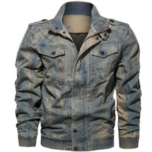 2019 New Autumn Mens Denim Jacket Trendy Fashion Ripped Military Denim Jacket Mens Jeans Jacket Outwear Male Cowboy Coats 6XL 2024 - buy cheap