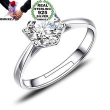 OMHXZJ Wholesale European Fashion Woman Man Party Wedding Gift White Round AAA Zircon Resizable 925 Sterling Silver Ring RR238 2024 - buy cheap