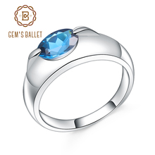 Женское кольцо gemb's BALLET, Простое Элегантное кольцо из серебра 925 пробы с натуральным топазом, синим топазом, 1,57ct 2024 - купить недорого