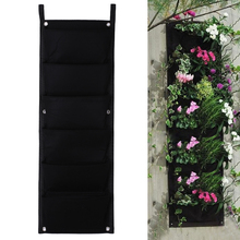 Parede pendurado sacos de plantio 6 bolsos verde crescer saco plantador vertical jardim vegetal sala jardim suprimentos para casa 2024 - compre barato