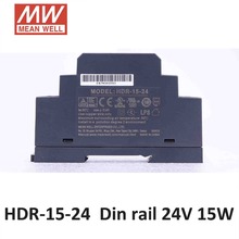MEAN WELL HDR-15-24 ultra slim 0.63A 24V 15W DIN Rail Power Supply 86-264VAC input 24V DC 15W DR industrial power supply CE UL 2024 - buy cheap
