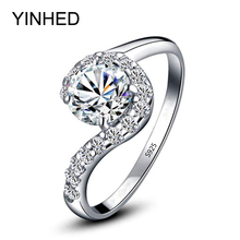 YINHED Brand 925 Sterling Silver Engagement Ring Jewelry Round Cut 2ct CZ Diamant Wedding Rings for Women Size 5 6 7 8 9 ZRS29 2024 - buy cheap