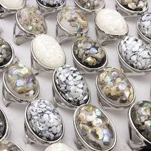 Anillos de piedra ovalada Vintage para mujer, anillos bohemios con estilo, joyería de moda para hombres y mujeres, 12 piezas 2024 - compra barato