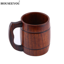 1Pc Practical Wooden Beer Milk Coffee Tea Mug With Wood Handle Water Cup Drinking Drinkware for Kitchen Bar Restaurant Tool 2024 - buy cheap