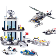 Blocos de construção de helicóptero, posto de polícia, barco modelo de construção, brinquedos de construção diy, presente para crianças, 536 + peças 2024 - compre barato