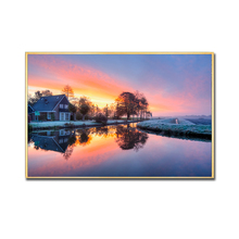 Cuadro en lienzo, póster de playa para decoración de sala de estar, arte de pared, invierno, nieve, atardecer, paisaje, regalos, decoración del hogar, Cuadros 2024 - compra barato