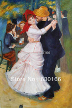 Dança no bougival por pierre auguste renoir, figura pintura a óleo sobre tela, dança pintura a óleo pintados à mão, horizontal 2024 - compre barato