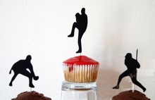 glitter baseball player Silhouette Cupcake Toppers Party Picks baby shower wedding birthday toothpicks decor 2024 - buy cheap