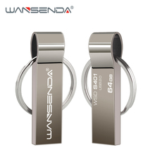 WANSENDA USB Flash Drive 64GB 32GB Metal Pen Drive Stainless Steel USB Memory Stick 8GB 16GB 4GB USB 2.0 Pendrive With Key Ring 2024 - buy cheap