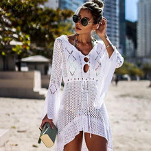 2022 New Crochet Knitted Bikini Cover Up Women Swimsuit Cover Up Beach Dress Tunic Long Pareos Bathing Suit Cover-Ups Robe Plage 2024 - buy cheap