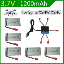 New Syma X5HW Syma X5HC RC Quadcopter Battery Ultra-high Capacity 3.7V 1200mAh Lipo Battery and 5 in 1 Cable Spare Parts 2024 - buy cheap