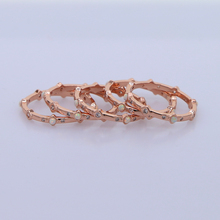 drop shipping rose gold color AAA+ cubic zirconia bezel opal charm cz white delicate dainty thin size 7 simple girl ring elegant 2024 - buy cheap