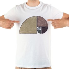 Jollybuddha camiseta masculina com estampa de dobra geométrica fibonacci espiral engraçada camiseta masculina nova manga curta branca camiseta casual homme geek 2024 - compre barato