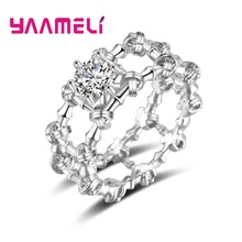De Lujo especial Diseño de nudo mujeres anillos de la joyería de la plata esterlina 925 Pave Cubic Zircon de cristal para compromiso de boda anillo 2024 - compra barato