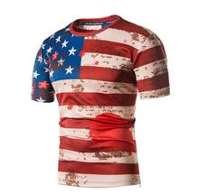 Camiseta de verano para hombre, ropa de calle de hip-hop, de manga corta, con estampado de bandera americana, a la moda 2024 - compra barato