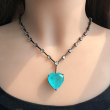 Luxury green blue Heart Fusion stone Pendant Necklace For Women sparking Cubic Zirconia chockers necklace Fashion Jewelry bijoux 2024 - buy cheap