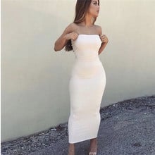 Sexy Off Shoulder Strapless Women Party Dress Cotton Slash Neck Sleeveless Summer Dress Casual Long Beach Vestidos Pencil Robe 2024 - buy cheap