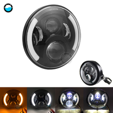 Envío Gratis 7 pulgadas faro led para motocicleta de alta/Baja haz 7 "LED faro con blanco DRL y ámbar 7" vivienda cubo 2024 - compra barato