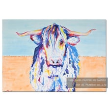 Artist Hand-painted High Quality Abstract Animal White Bull Oil Painting On Canvas Modern Colors America Bull Oil Painting 2024 - buy cheap