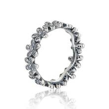 Anel de prata esterlina 925 original, anel com faixa de margaridas, com zircônia cúbica, autêntico, para mulheres 2024 - compre barato