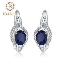 GEM'S BALLET Classic 3.32Ct Natural Blue Sapphire Earrings 925 Sterling Silver Gemstone Stud Earrings for Women Fine Jewelry New 2024 - buy cheap