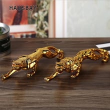 Morden Animal Statue Ornament Resin Golden Leopard Home Decoration Car Interior Creative Gift Office Fengshui Lucky Crafts 05398 2024 - buy cheap