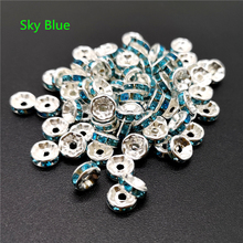 Miçangas espaçadoras azuis para joias, 5/8/10mm 50 peças miçangas soltas espaçadoras de metal miçangas de cristal para fazer jóias acessórios diy 2024 - compre barato