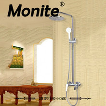 MONITE 8" Rain Shower Faucet Set with Hand Sprayer Chrome Brass Bathroom Shower Set Mixer Tap 2024 - buy cheap