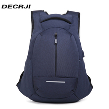 DECRJI 2020 повседневные Рюкзаки унисекс рюкзак для ноутбука большой емкости школьные сумки для подростков мальчиков и девочек Мужской USB рюкзак для зарядки 2024 - купить недорого