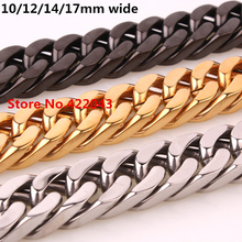 Stainless Steel Cuban Link Chain Necklace For Male 10/12/14/17MM Width Wholesale Silver / Black / Gold color  Chain Mens Jewelry 2024 - buy cheap
