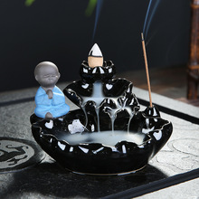 little monk Incensory Buddha statue Incense cones Ceramic Censer Incense holder Burner Zen Backflow Incense burner+10 Incense 2024 - buy cheap