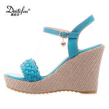 Daitifen Women's Summer Footwear Solid Color Ladies Platform Sandals Peep Toe Female's Wedge Shoes Girl's Super High Heels 9 cm 2024 - buy cheap