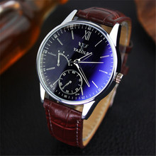 YAZOLE Leather Watches Men Luxury Brand Waterproof Analog Stainless Steel Business Quartz Watch Casual Man relogios masculino 2024 - buy cheap