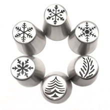 6pcs  Cake Mold Christmas Nozzles Set Santa Claus Christmas Tree Snow Icing Piping Tips Russian Nozzle Pastry Cake Baking Tools 2024 - buy cheap