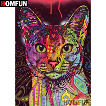 HOMFUN 5D DIY Diamond Painting Full Square/Round Drill "Colored cat" 3D Embroidery Cross Stitch gift Home Decor A03963 2024 - buy cheap