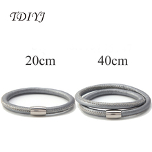 TDIYJ Newest (5 pieces/lot) 20cm/40cm Grey Genuine Lambskin Leather Bracelets for Women Accessories 2024 - buy cheap