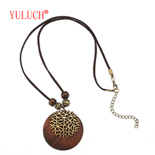 YULUCH 2018 New design jewelry snowflake alloy spell wooden round pendant ethnic style African woman beaded necklace party gift 2024 - buy cheap