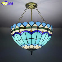 FUMAT Stained Glass Chandelier Brief Glass art Lamp Living room Bar Mediterranean-style Decorative Blue Baroque Light Fixtures 2024 - buy cheap