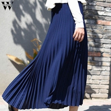 Womail Skirt Women Summer High Waist Solid Pleated Elegant Midi Elastic Waist Maxi Skirt Beach Skirt fashion NEW 2020  A1 2024 - buy cheap