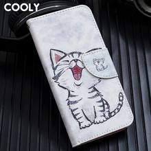 COOLY Leather Wallet Flip Case For Huawei Y5 Y6 Pro 2017 Y7 Y6 Y5 Prime 2018 Y7 Y6 2019 Back Cover Cat Leaf Marble Phone Coque 2024 - buy cheap
