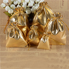 50Pcs/Lot Gold/Silver Metallic Foil Organza Pouches Drawstring Bag Wedding Favors And Gifts Box Jewelry Boxes And Packaging 2024 - buy cheap