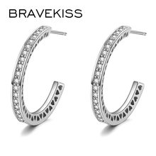 BRAVEKISS Trendy Rose Gold Small Half Hoop Earrings Cubic Zirconia Hoops Circle Shape Earring for Women Fashion Jewelry BUE0532 2024 - buy cheap