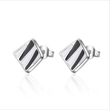 Everoyal New Arrival Men Silver 925 Earrings Jewelry For Women Fashion Black Stripe Stud Earrings Men Party Accessories Female 2024 - buy cheap