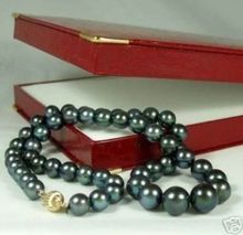 8-9MM AAA NATURAL BLACK AKOYA PEARL NECKLACE 17"^^^@^Noble style Natural Fine jewe FREE SHIPPING 2024 - buy cheap