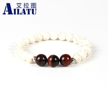 Ailatu-pulsera de cuentas de energía para hombre, nuevo diseño, 10 unids/lote, 10mm, cuentas de piedra de ojo de tigre rojo Natural 2024 - compra barato