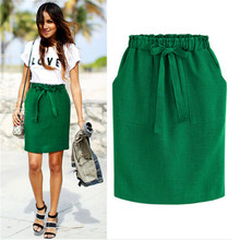 Женская плиссированная юбка, летняя однотонная офисная юбка-карандаш с поясом-бабочкой зеленого, черного, серого, зеленого цветов, с эластичной талией 2024 - купить недорого
