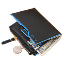 Moda Novos Homens Carteiras PU Couro Bifold ID Titulares Titular do Cartão de Crédito Coin Purse Pockets Zipper Embreagem Carteira Frete Grátis