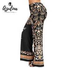 Rosegal Plus SIze Baroque Print Palazzo Pants Casual Overlength High Elastic Waist Wide Leg Pants Women Pant Trousers Clothing 2024 - buy cheap