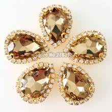 Gold bottom faltback sew on stones,Light coffee high quality Glass Crystal rhinestones with four holes diy/Clothing accessories 2024 - buy cheap
